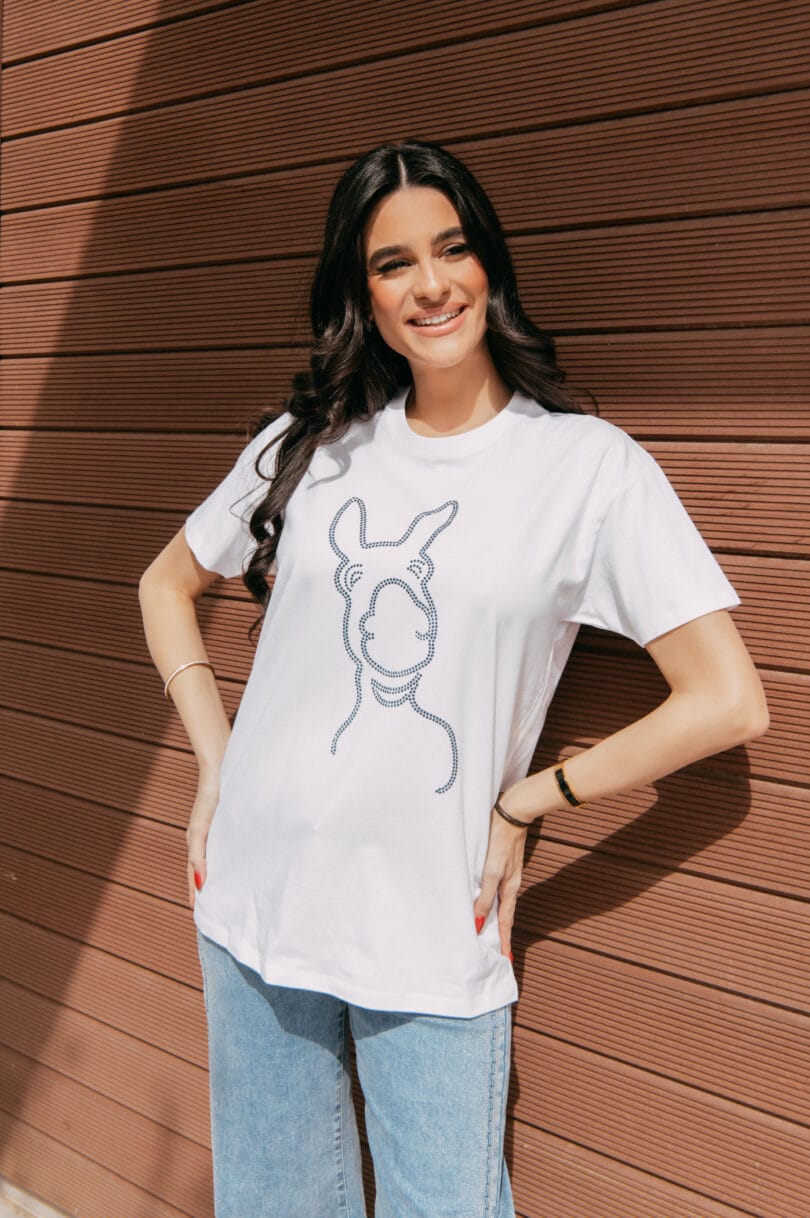 Donkey Love Blue STRASS White T-Shirt 1714