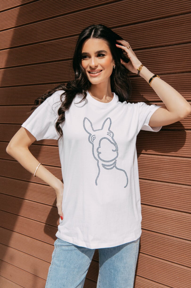 Donkey Love Blue STRASS White T-Shirt 1714 - Image 4