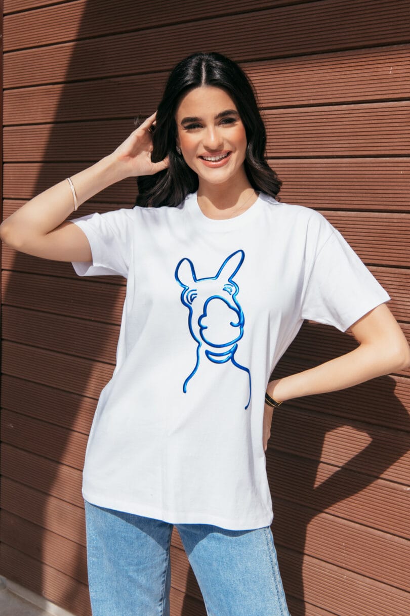 Donkey Love Blue 3D White T-Shirt 1711 - Image 3