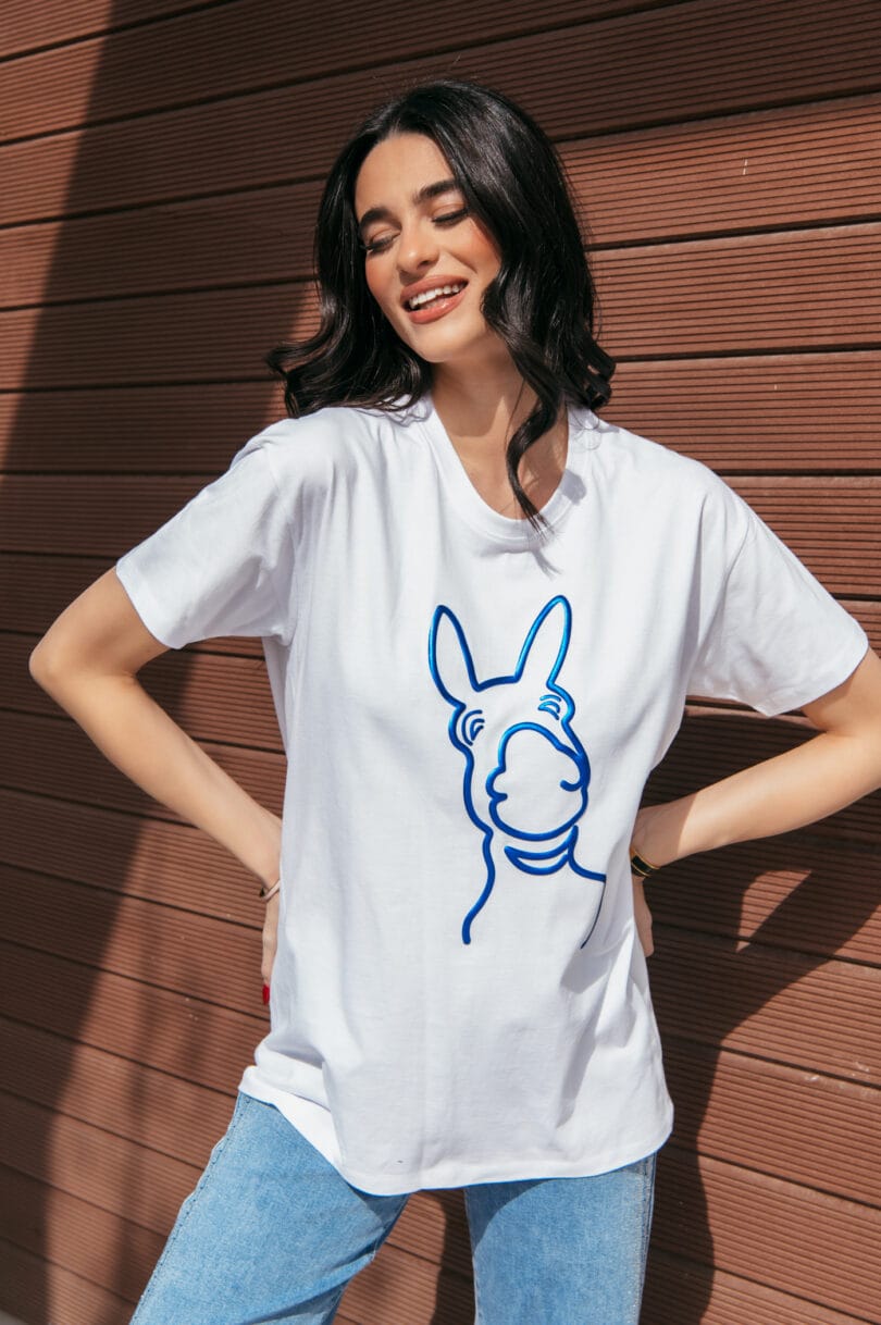 Donkey Love Blue 3D White T-Shirt 1711