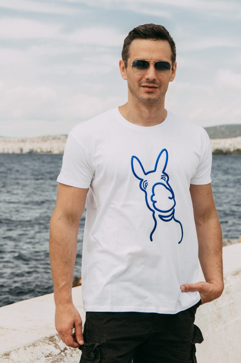 Donkey Love Blue 3D White T-Shirt 17011 - Image 2