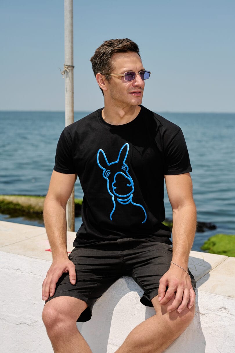 Donkey Love Blue 3D Black T-Shirt 1711A